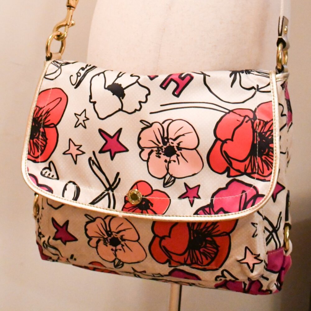 RARE Coach Kyra Poppy Floral Satin Crossbody Bag – Collectible!